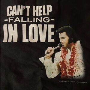 Black Graphic Black Canvas Tote with Elvis “Can’t Help Falling In Love” Design